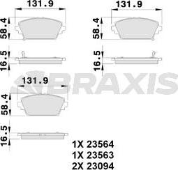 Braxis AB0106 - Тормозные колодки, дисковые, комплект autospares.lv