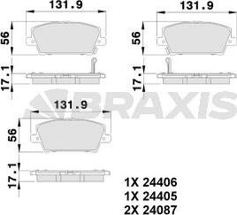 Braxis AB0103 - Тормозные колодки, дисковые, комплект autospares.lv