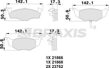 Braxis AB0102 - Тормозные колодки, дисковые, комплект autospares.lv