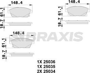 Braxis AB0107 - Тормозные колодки, дисковые, комплект autospares.lv