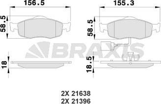 Braxis AB0116 - Тормозные колодки, дисковые, комплект autospares.lv