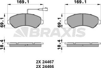 Braxis AB0111 - Тормозные колодки, дисковые, комплект autospares.lv