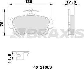 Braxis AB0112 - Тормозные колодки, дисковые, комплект autospares.lv