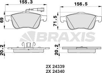 Braxis AB0189 - Тормозные колодки, дисковые, комплект autospares.lv