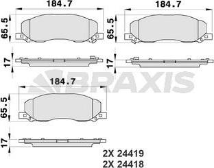 Braxis AB0186 - Тормозные колодки, дисковые, комплект autospares.lv