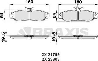 Braxis AB0181 - Тормозные колодки, дисковые, комплект autospares.lv