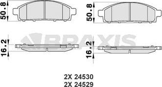Braxis AB0187 - Тормозные колодки, дисковые, комплект autospares.lv