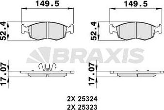 Braxis AB0135 - Тормозные колодки, дисковые, комплект autospares.lv