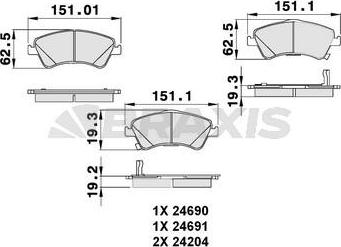 Braxis AB0131 - Тормозные колодки, дисковые, комплект autospares.lv