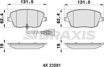 Braxis AB0124 - Тормозные колодки, дисковые, комплект autospares.lv
