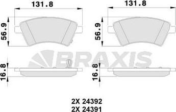 Braxis AB0121 - Тормозные колодки, дисковые, комплект autospares.lv