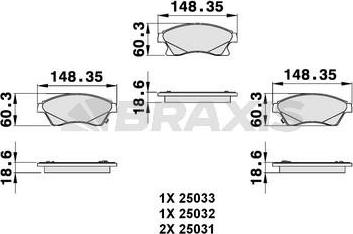 Braxis AB0128 - Тормозные колодки, дисковые, комплект autospares.lv