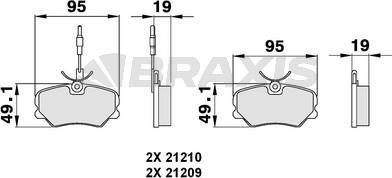 Braxis AB0127 - Тормозные колодки, дисковые, комплект autospares.lv