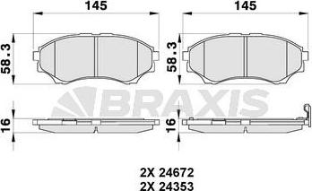 Braxis AB0178 - Тормозные колодки, дисковые, комплект autospares.lv