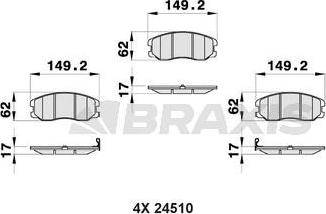 Braxis AB0172 - Тормозные колодки, дисковые, комплект autospares.lv