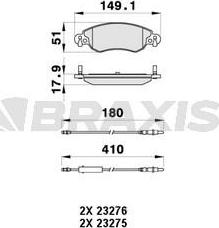 Braxis AB0394 - Тормозные колодки, дисковые, комплект autospares.lv