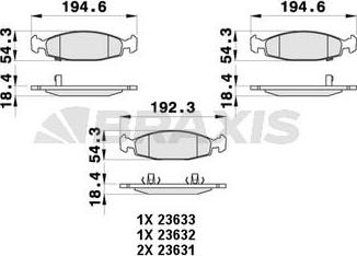 Braxis AB0396 - Тормозные колодки, дисковые, комплект autospares.lv