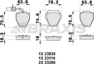 Braxis AB0398 - Тормозные колодки, дисковые, комплект autospares.lv