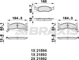 Braxis AB0346 - Тормозные колодки, дисковые, комплект autospares.lv