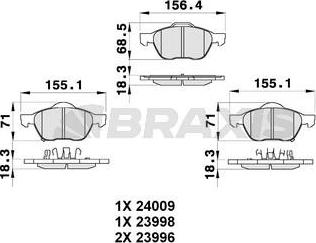 Braxis AB0340 - Тормозные колодки, дисковые, комплект autospares.lv