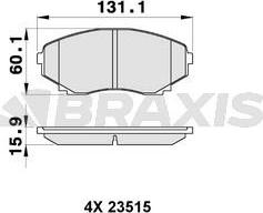 Braxis AB0341 - Тормозные колодки, дисковые, комплект autospares.lv