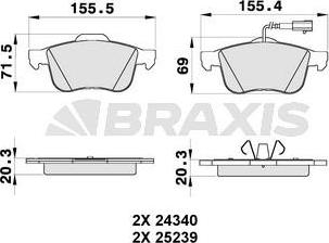 Braxis AB0348 - Тормозные колодки, дисковые, комплект autospares.lv