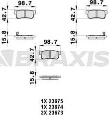 Braxis AB0359 - Тормозные колодки, дисковые, комплект autospares.lv