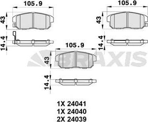 Braxis AB0354 - Тормозные колодки, дисковые, комплект autospares.lv