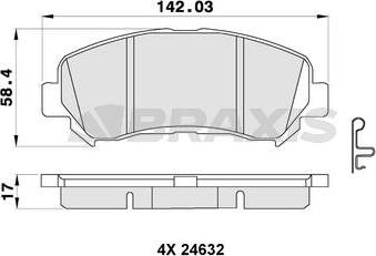 Braxis AB0356 - Тормозные колодки, дисковые, комплект autospares.lv