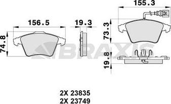 Braxis AB0353 - Тормозные колодки, дисковые, комплект autospares.lv