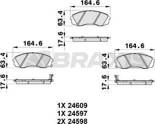 Braxis AB0352 - Тормозные колодки, дисковые, комплект autospares.lv