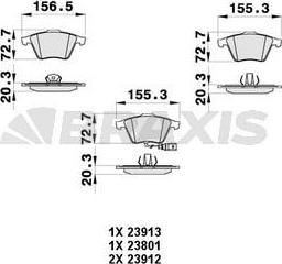 Braxis AB0365 - Тормозные колодки, дисковые, комплект autospares.lv