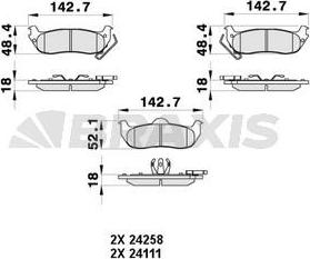 Braxis AB0366 - Тормозные колодки, дисковые, комплект autospares.lv