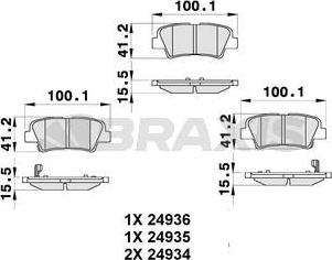 Braxis AB0305 - Тормозные колодки, дисковые, комплект autospares.lv