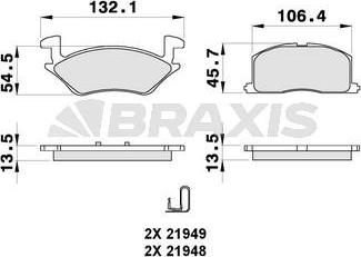 Braxis AB0301 - Тормозные колодки, дисковые, комплект autospares.lv