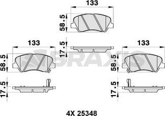 Braxis AB0308 - Тормозные колодки, дисковые, комплект autospares.lv