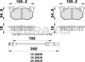 Braxis AB0302 - Тормозные колодки, дисковые, комплект autospares.lv