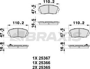 Braxis AB0307 - Тормозные колодки, дисковые, комплект autospares.lv