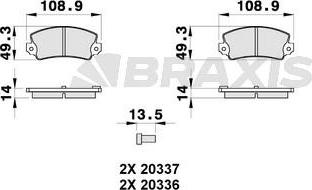 Braxis AB0314 - Тормозные колодки, дисковые, комплект autospares.lv