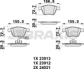 Braxis AB0311 - Тормозные колодки, дисковые, комплект autospares.lv