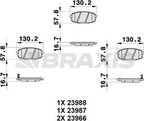 Braxis AB0312 - Тормозные колодки, дисковые, комплект autospares.lv