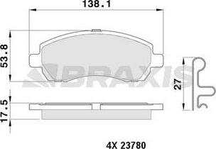 Braxis AB0386 - Тормозные колодки, дисковые, комплект autospares.lv