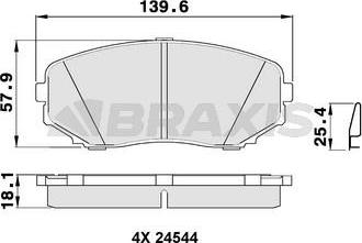 Braxis AB0388 - Тормозные колодки, дисковые, комплект autospares.lv