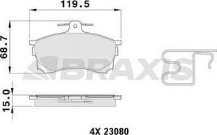 Braxis AB0383 - Тормозные колодки, дисковые, комплект autospares.lv