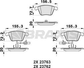 Braxis AB0334 - Тормозные колодки, дисковые, комплект autospares.lv