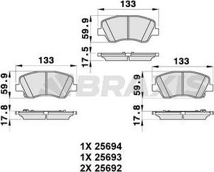 Braxis AB0335 - Тормозные колодки, дисковые, комплект autospares.lv