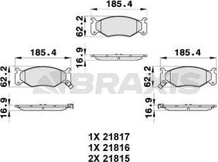 Braxis AB0326 - Тормозные колодки, дисковые, комплект autospares.lv