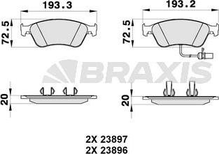 Braxis AB0320 - Тормозные колодки, дисковые, комплект autospares.lv