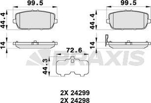 Braxis AB0327 - Тормозные колодки, дисковые, комплект autospares.lv