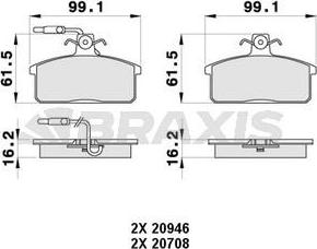 Braxis AB0374 - Тормозные колодки, дисковые, комплект autospares.lv